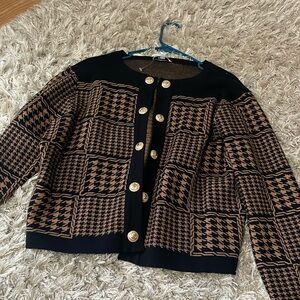 Sioni Black and Brown Houndstooth Blazer